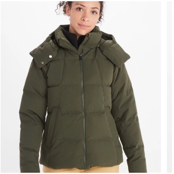 Marmot Mercer Hooded Puffer Down  Jacket Olive Green Size S/P RDS Certified - Picture 4 of 17